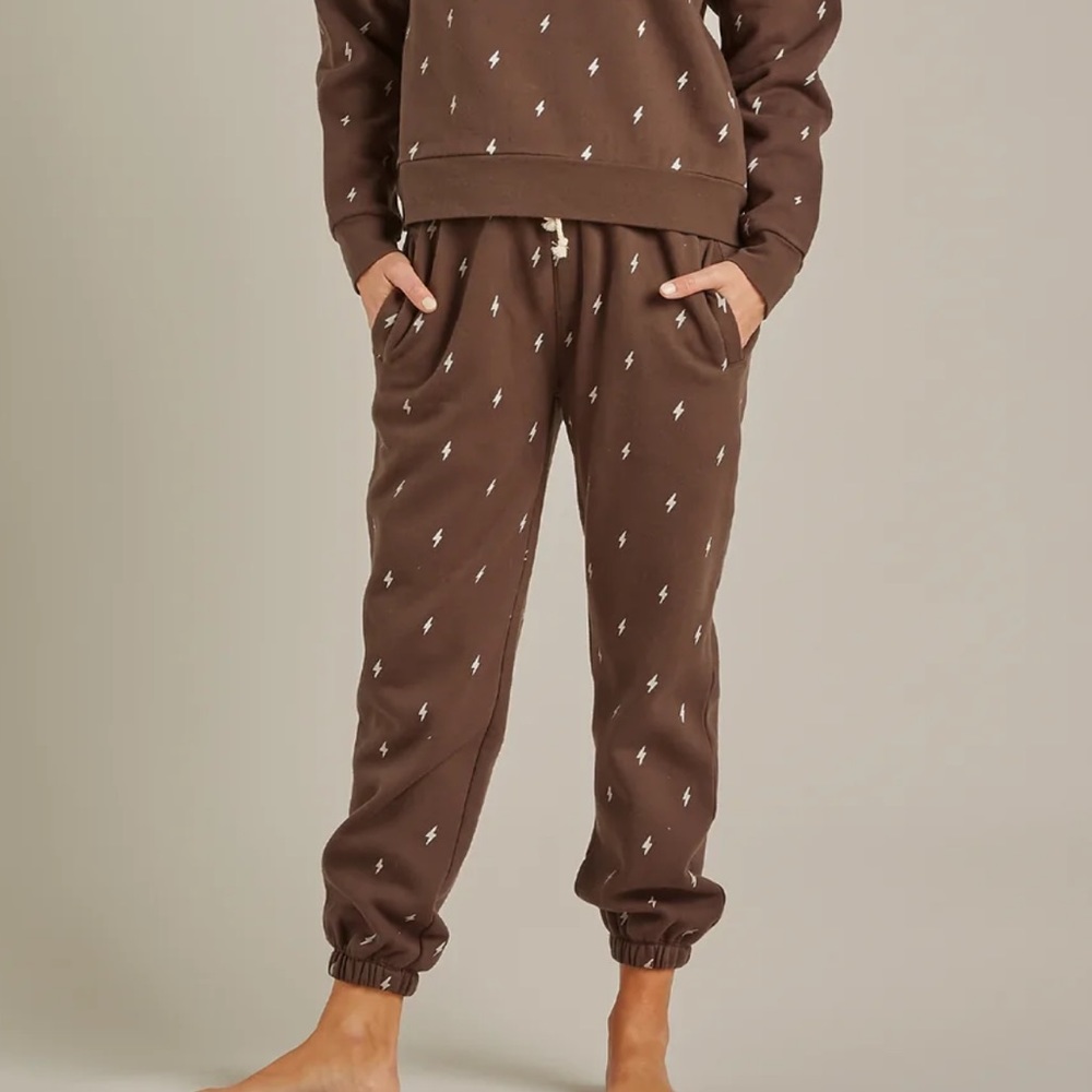 Rylee + Cru Brown Lightning Bolt Sweatpants